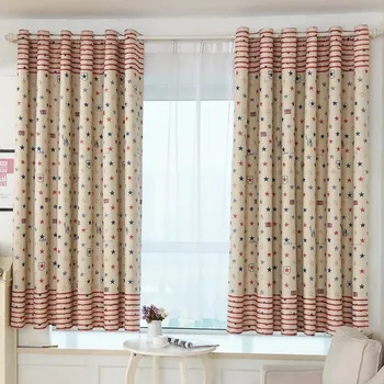 

Modern Simple Star Printed Curtain Short Blackout Curtains Drapes Shading Window Panel For Children Room Bedroom Home Decore VC