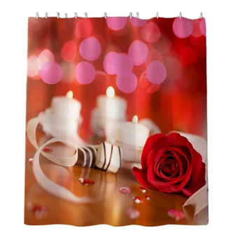 

Polyester Fiber Bathroom Waterproof Shower Curtain Bathroom Decor with 12 Hooks