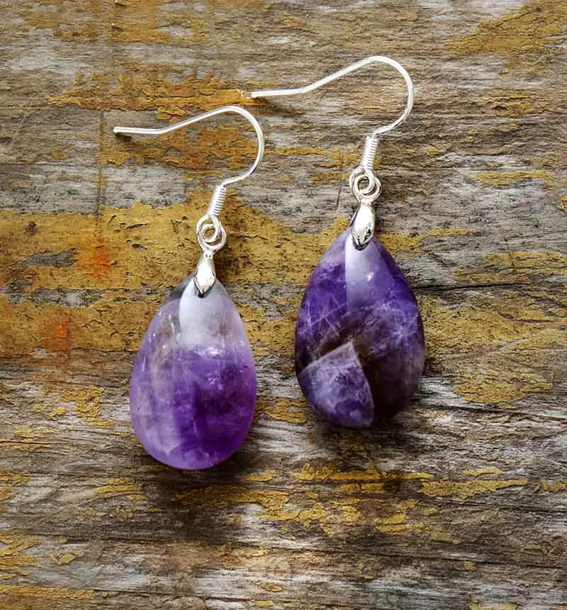 Elegant Women Earrings Natural Stones Amethysts Dangle Earrings Designer Fashion Teardrop Earrings Wholesale Jewelry Dropship - Image 2