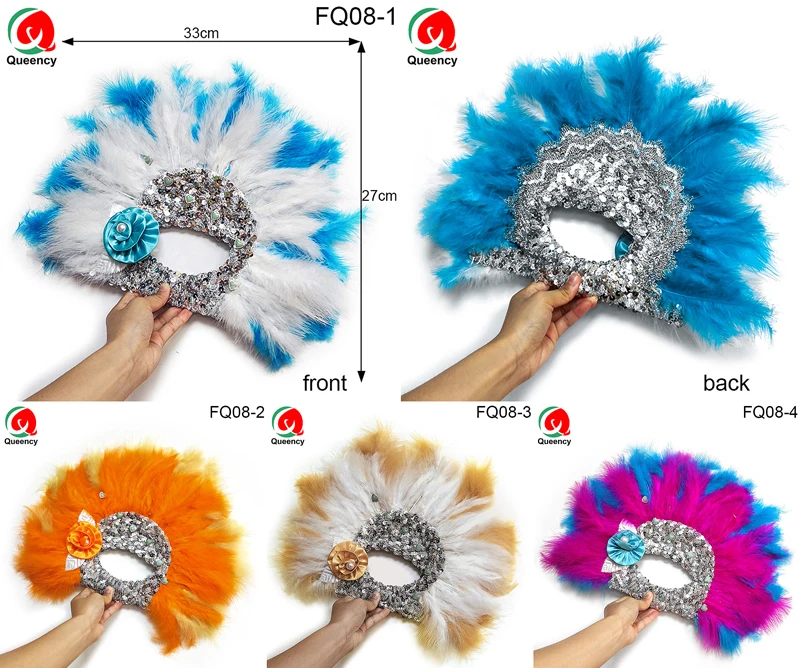 FQ08 DHL-5Pcs/мешок перо ручные вентиляторы Нигерия танцы ручной вентилятор с 3d цветок и sequince вечерние поставки декор свадебный подарок