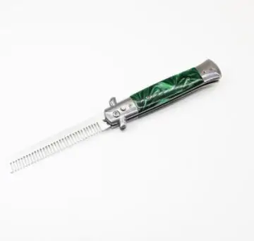 Green 1 шт., автоматические расчески из нержавеющей стали, складной нож, щетки, триммер для волос, расческа, аксессуары, Бабочка, мужской карманный нож, расческа - Цвет: Green