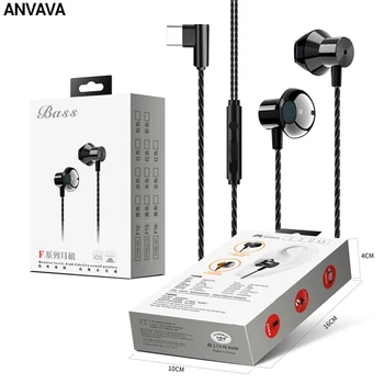 

ANVAVA Type-C HIFI Wired Headsets Bass Sports Stereo Sound Earbuds Running Headphones For Phones In-Ear Gaming Earphones