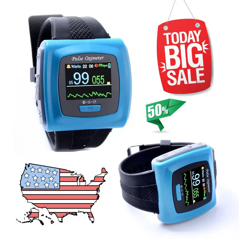 CONTEC CMS50F Wrist Pulse Oximeter Spo2 Monitor 24h Daily Overnight