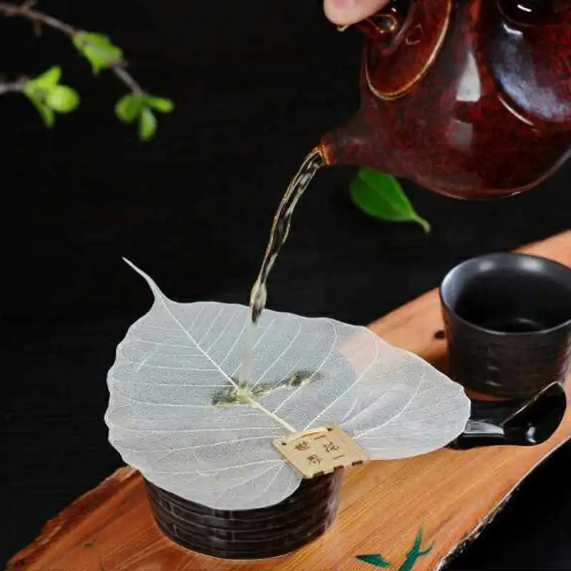 

White Bodhi Leaf Tea Filter Mesh Leaf Shaped Book Marker, Reusable Loose Tea Spice Filter Strainer 2020