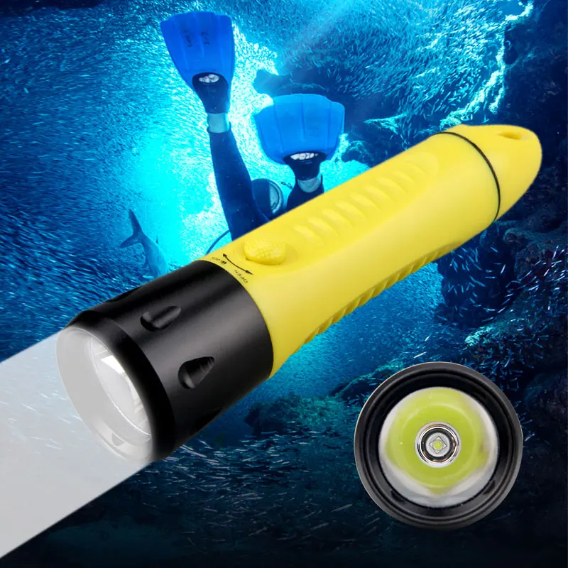 

Professional diving flashlight scuba Diver Diving torch ABS L2 LED 3 modes built-in battery underwater Flash Light Torch