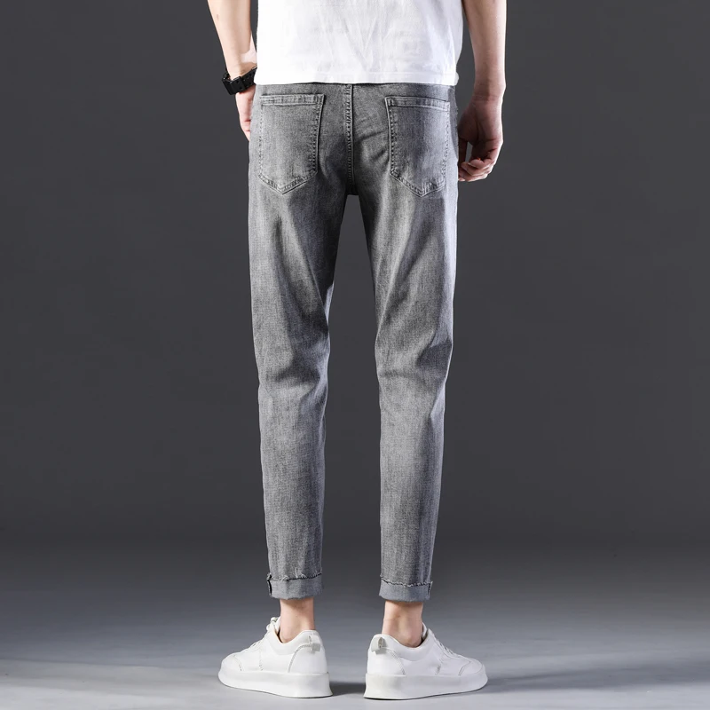Great Value Jeans in Regular Fit Ankle-length Mens Ripped Holel  Design Harem Pant Streetwear Boy Retro Casual Trousers Cropped Jeans gray