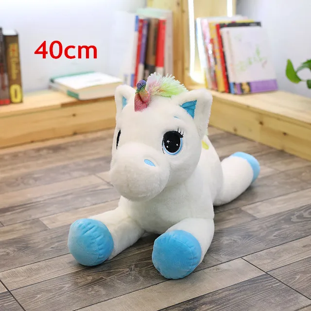 40 см Единорог плюшевая игрушка мягкая популярная мультяшная Единорог кукла животное лошадь игрушка высокое качество игрушки для детей девочек - Цвет: Синий