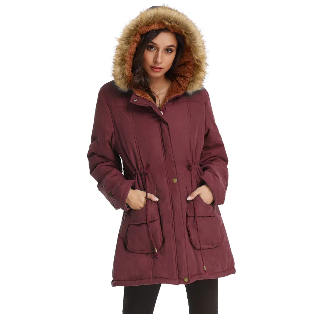 Женское пальто Зимняя Теплая Куртка утепленная флисовая куртка на молнии с капюшоном модная женская верхняя одежда с карманами
