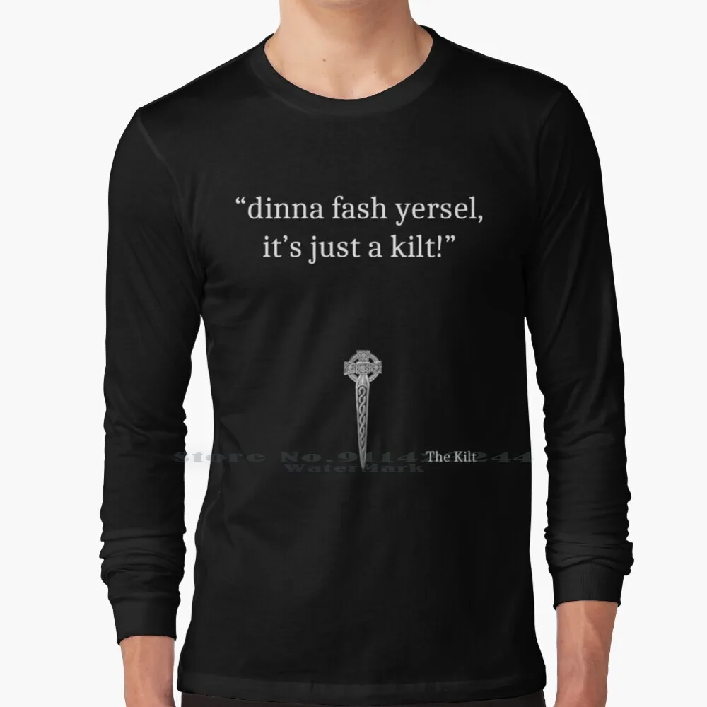 

Dinna Fash Long Sleeve T Shirt Tee Answer Kilt Top Scottish Irish Humor Funny Kilt Question Scotland Kilt Humour Comic Witty