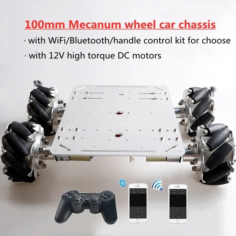 100mmMecanumWheelSmartCarChassiswithControlKit12VHighPower