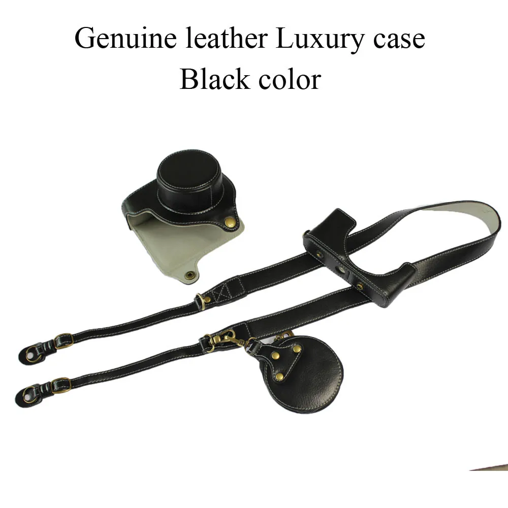 Real leather -Black Роскошный чехол для камеры из искусственной кожи, защитный чехол для Leica D-LUX7 D7 Typ 109 с ремешком, мини-Чехол, открывающийся аккумулятор напрямую - Цвет: Real leather -Black