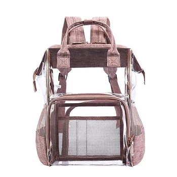 

2020 Fashion Women Bag Zippper 2 in 1 Clear Backpack School Bookbag Pencil Case Transparent Backpack Bags