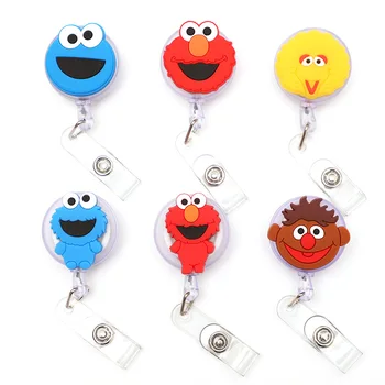 

Cute Blue And Red Boy Pattern Plastic Badge Reel Holder Elastic Name Card Simple & Easy To Use For Nurse & Students