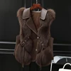 High Quality Imitation Fox Fur Vest Jacket Women Fur Vest Jacket 2024 Winter Waistcoat Short Fur Vest Female Vestcoat Sleeveless 3