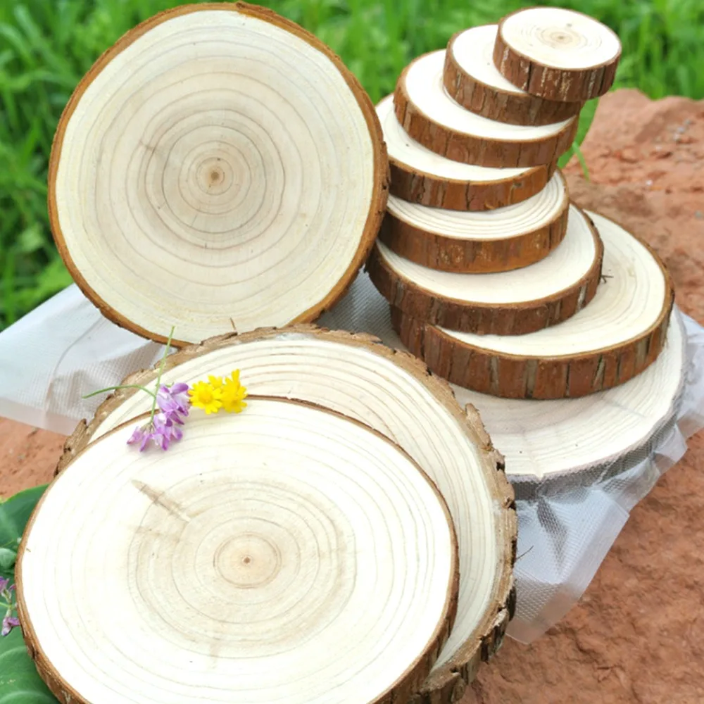 25 шт./компл. натуральное дерево Silce DIY круглые необработанные Сделай Сам ремесленные Деревянные с льняной веревкой комплект Cark делая пустой украшения