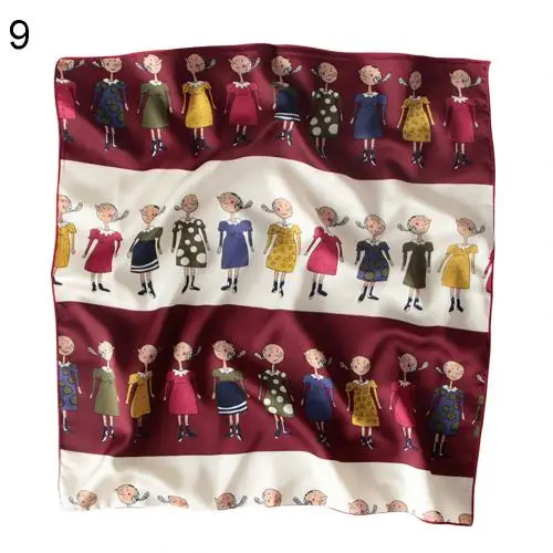 9 Теги de moda bufanda высокое качество para mujer pequeños cuadrados suaves bufanda фарфор de la cabeza con estampado de r - Цвет: 9