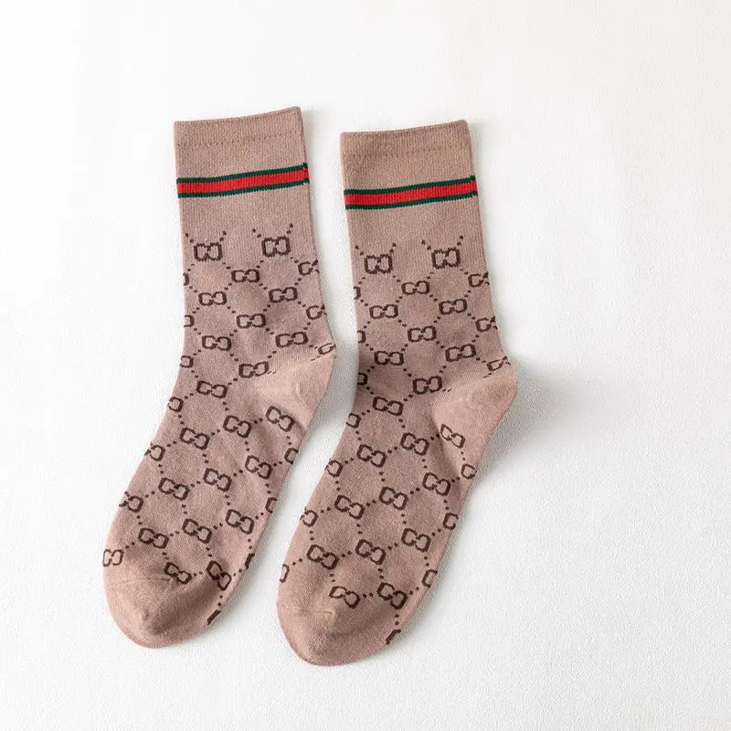 Осенние и зимние новые носки, японский тренд, женские носки без пятки с буквами, полосатые хлопковые женские короткие носки, брендовые носки - Цвет: Хаки