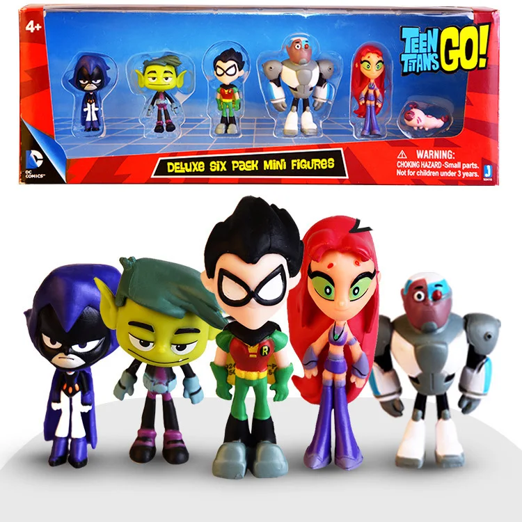 Набор фигурок Teen Titans Go фигурка Робин Ворон Зверь Мальчик Звездный огонь мини-фигурка игрушки ПВХ Модель Детская игрушка на день рождения