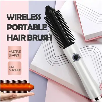 

Mini Travel Curling Iron Brush Ceramic Tourmaline Ionic Electric Hair Curler Hot Brushes Portable USB Rechargable Heat Styling