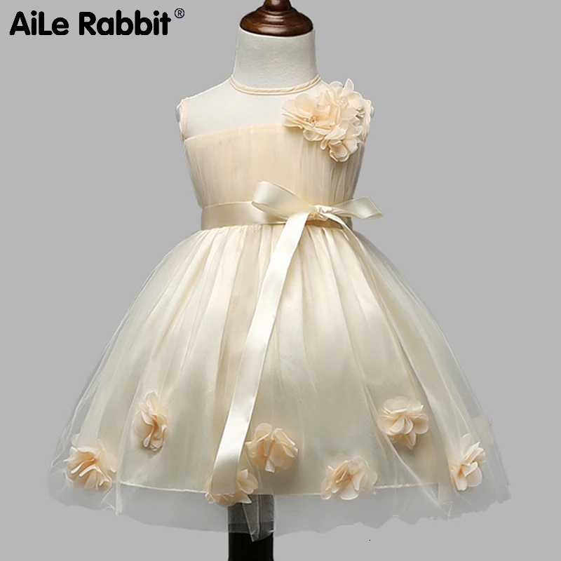 beige flower girl dresses