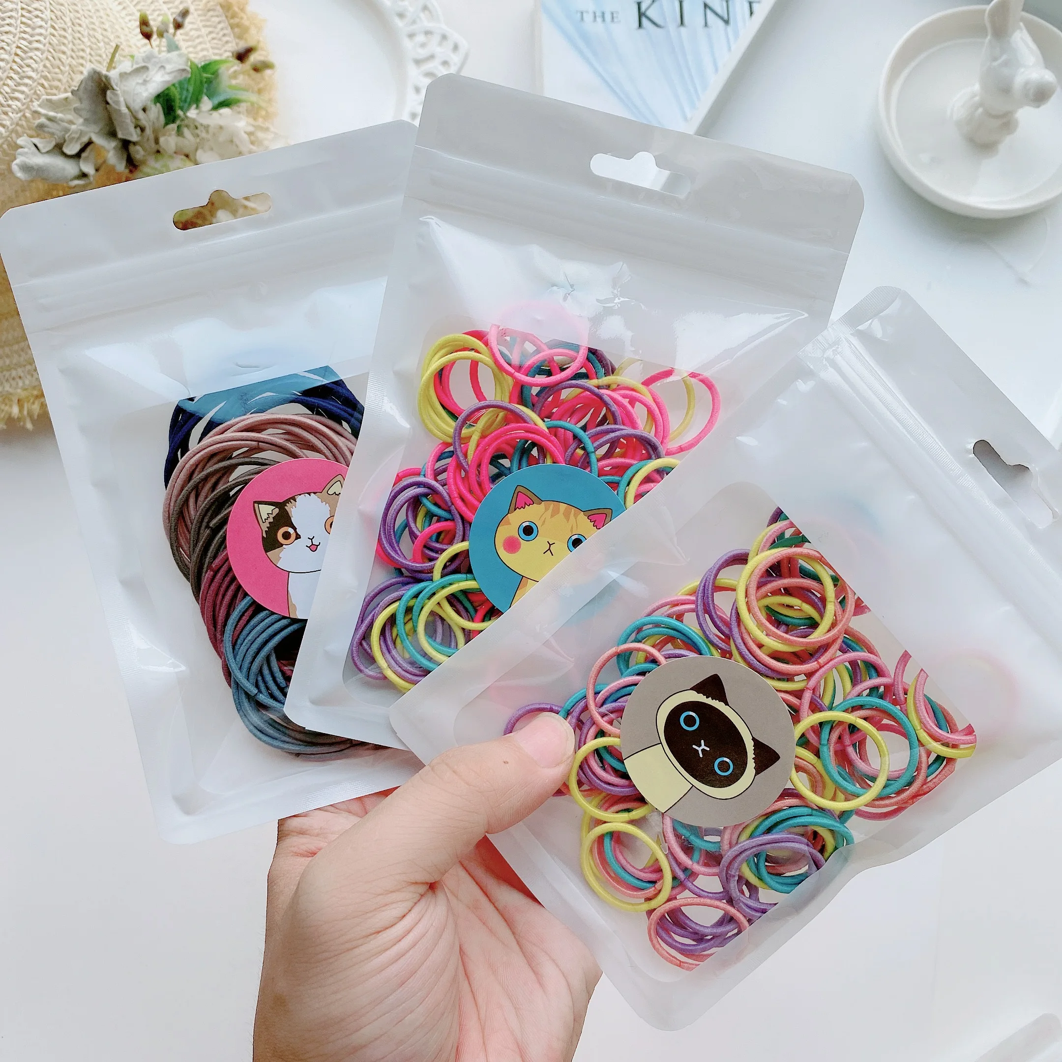 

100PC Sweet High Elastic Children's series Ponytail Elastic Hair Bands lovely Girls Hair Accessories HeadWear