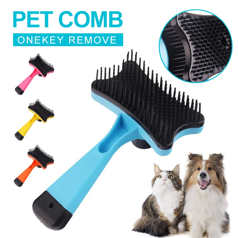 

High Quality Pet Combs Onekey Remove Floating Hair Cleaning Antistatic Dog Comb Round Head Comb Cat Beauty Tools Pet Accessories