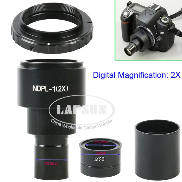 NDPL 2X/9,6 X SLR Biologische Mikroskop Okular Objektiv Adapter 23,2mm 30mm  T2 Halterung für Canon Nikon EOS Kamera - AliExpress