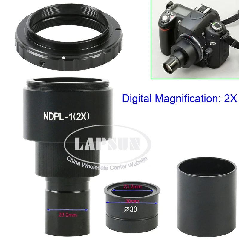 NDPL 2X / 9.6X SLR Biological Microscope Eyepiece Lens Adapter 23.2mm