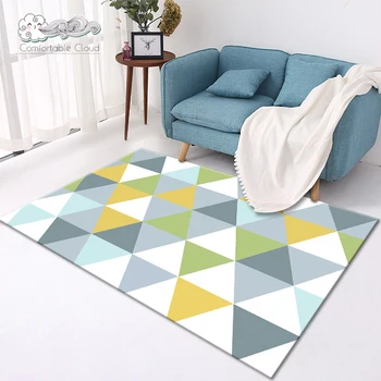 

Ins Nordic Style Washable Carpet for Living Room Modern Geometric Printed Area Rugs Bedroom Toilet Bedside Non-slip Mat