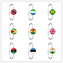 Trinidad, Sierra leone, Jamaica, guana, Ghana, UK, libia, ESTINA, Индийский национальный флаг стеклянный браслет Cabohcon для женщин, мужчин, подарок для детей