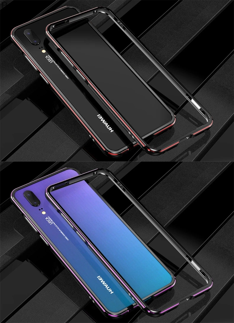 Чехол для huawei P20 роскошный Ультратонкий алюминиевый бампер для huawei Ascend P20 Pro+ 2 пленки(1 передняя+ 1 задняя