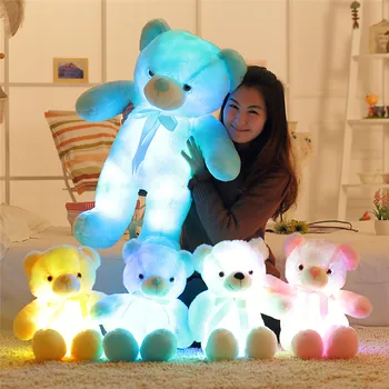 

50cm Creative Light Up LED Teddy Bear Stuffed Animals Plush cushion Colorful Glowing Christmas Gift for Kids Pillow dropshipping