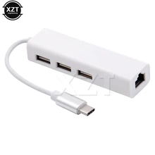 USB 3,1 концентратор type c для Ethernet сетевой адаптер LAN 100 Мбит/с RJ45 USB-C с usb 3 портами usb-хаб разветвитель для MacBook Pro ноутбука