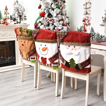 

Christmas Chair Back Elastic Stretch Cover Santa Clause Holiday Party Decor Dining Kitchen Chair Covers Christmas Decoration