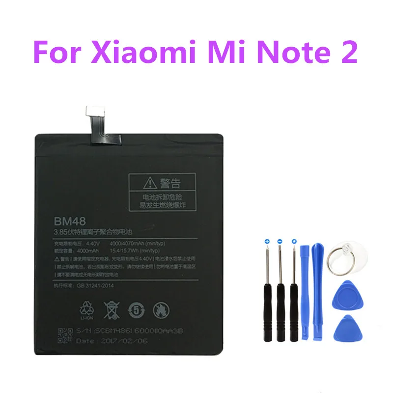 

Built-in Replacement batteries BM48 phone lithium Charge Battery For Xiaomi Mi Note 2 Note2 4070mAh+Free Tools