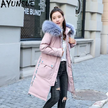 

AYUNSUE Women Winter 2020 Coats Long Jacket Parka Korean Large Fur Collar Harajuku Coats and Jackets Women Parkas YQH363 KJ2896