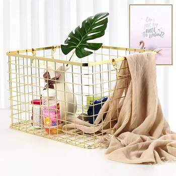 

Metal Rose Storage Basket Fashion Chic Nordic Handmade Iron Net Table Basket Clothes Cosmetics Multifunctional Storage Basket
