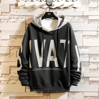 

Fashion Brand Black Men Hoodies 2020 Spring Autumn Hip Hop Loose Casual Men's Sweatshirts Streetwear PUNK Clothes