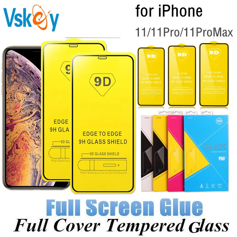 100pcs 2.5D Full Screen Glue Tempered Glass for iPhone 11 Screen Protector iPhone 11 Pro Max Protective Film 5.8in 6.1in 6.5in