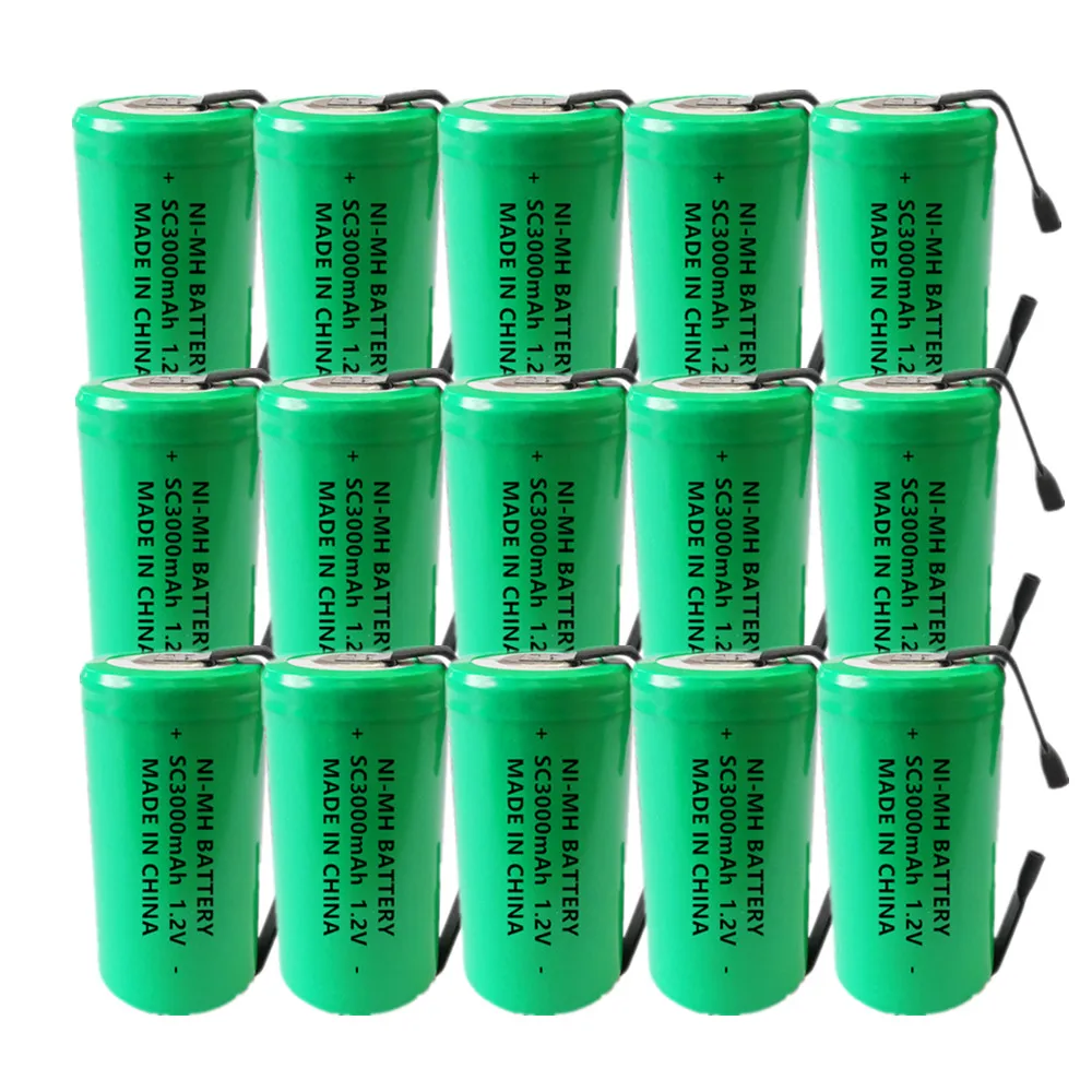 

15pcs NIMH cell SC 1.2V 3000mah sub c Rechargeable Power Tools Battery Cell Discharge Rate 10C for electric drill ScrewdrIver