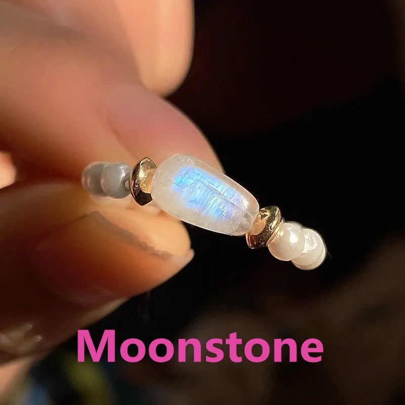 Freshwater Pearl Beads Rings for Women Handmade Adjustable Natural Stone Chrismas Gift