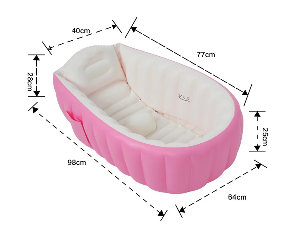 Inflatable Baby Pool Newborn Baby Inflatable Bath Tub Kids Bathtub Swimming Pool Children Foldable Baby Bathtub BCS0032 - Цвет: Розовый