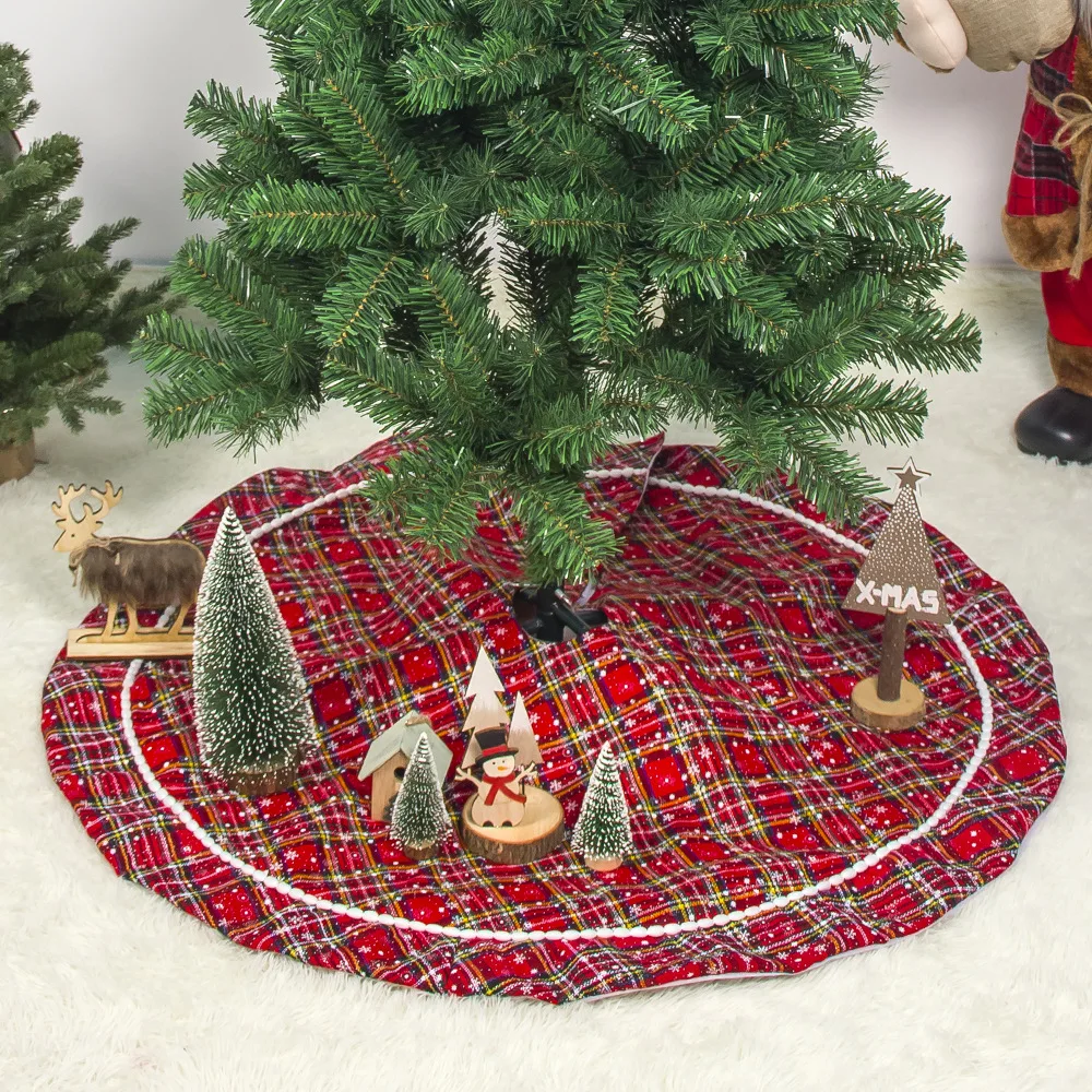 

Christmas Tree Skirts 100cm Buffalo Plaid Christmas Tree Mat Christmas Decorations for Home 2019 New Year Decoration