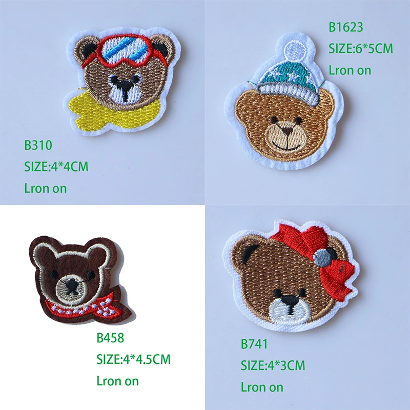 

3D Little brown bear head Patch for Clothing Iron on Embroidered Sewing Applique Cute Sew On Fabric Badge DIY Apparel Accessorie