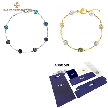 

Fashion SWA New Blow Blue Multicolor Ball Bracelet Fresh Color Crystal Ball Decoration Female All-match Romantic Jewelry Gift