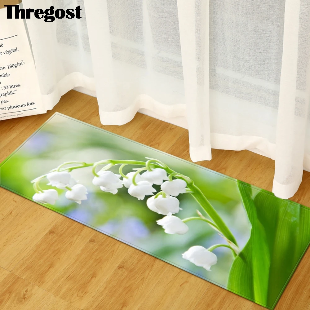 Thregost 3D Цветочный Принт, кухонный Коврик для пола, Нескользящие ковры, напольные впитывающие коврики для стола, кухонные коврики, мягкий микрофибровый ковер