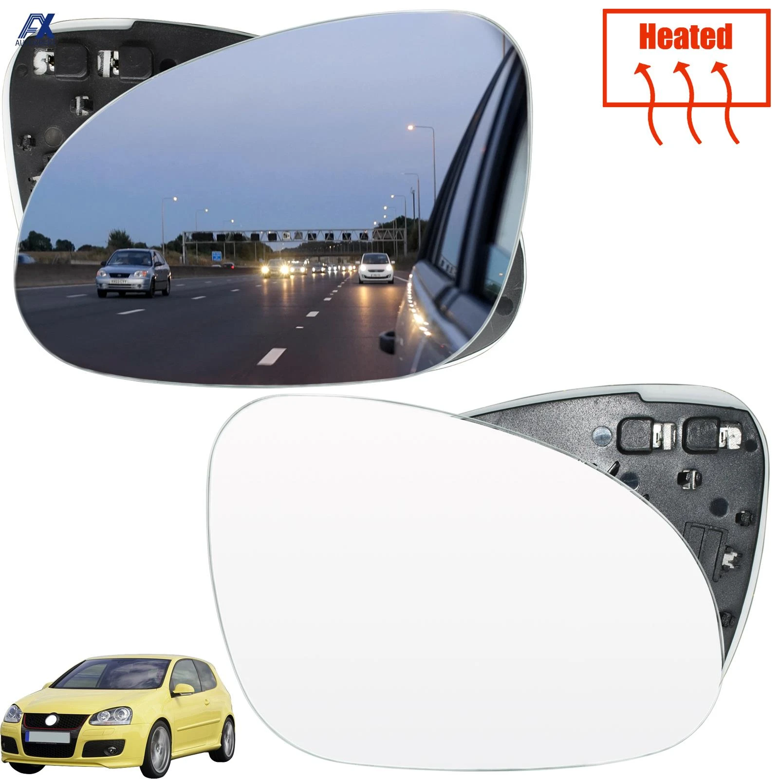 MIRROR GLASS FOR VOLKSWAGEN EOS 2006-2008 HEATED ASPHERICAL RIGHT SIDE 