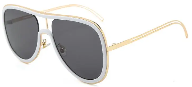 C2 gold gray Новые модные солнцезащитные очки с большими рамами для женщин и мужчин, модные брендовые дизайнерские солнцезащитные очки с металлической рамой для женщин UV400 - Цвет линз: C2 gold gray