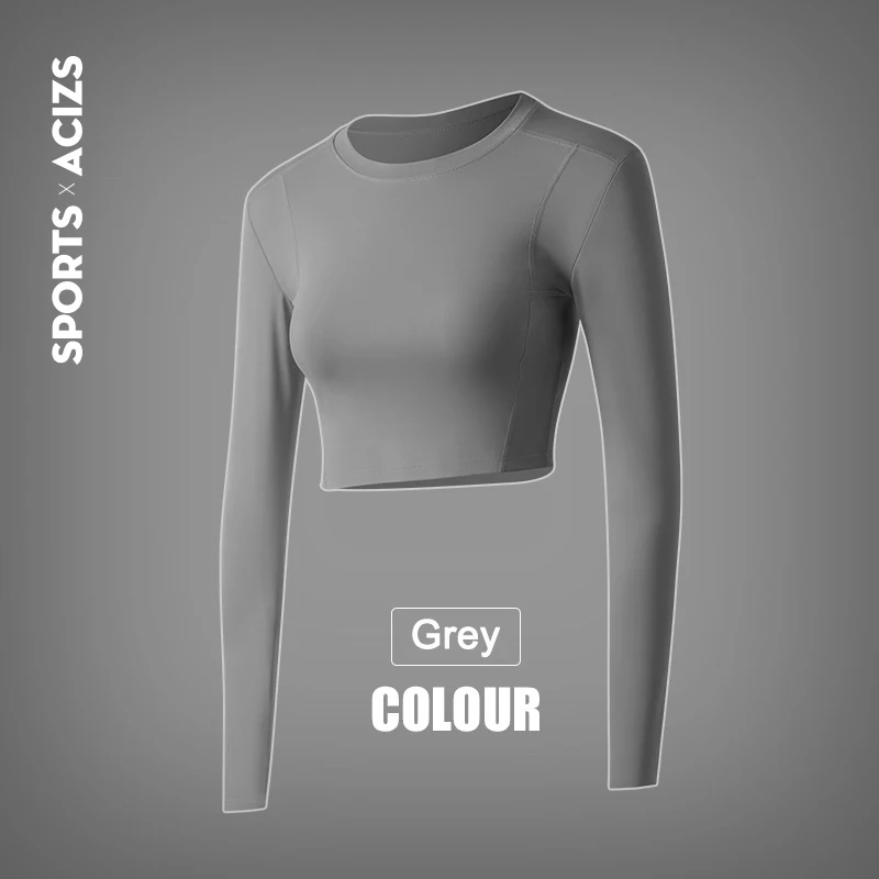 Women Yoga Top Long Sleeve Tight Slim Crop Top Fashionable Running Fitness Sportswear Clothes Super Stretchy Elastic Undershirt