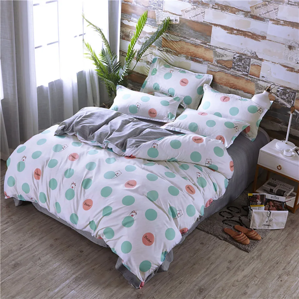 Green Bedding Set Thumпостельные принадлежности для девочек, набор постельного белья, медузы, Мультяшные креативные милые пододеяльники, пододеяльник, королева, Удобная Полная двуспальная односпальная кровать, набор - Цвет: Green Bedding Set